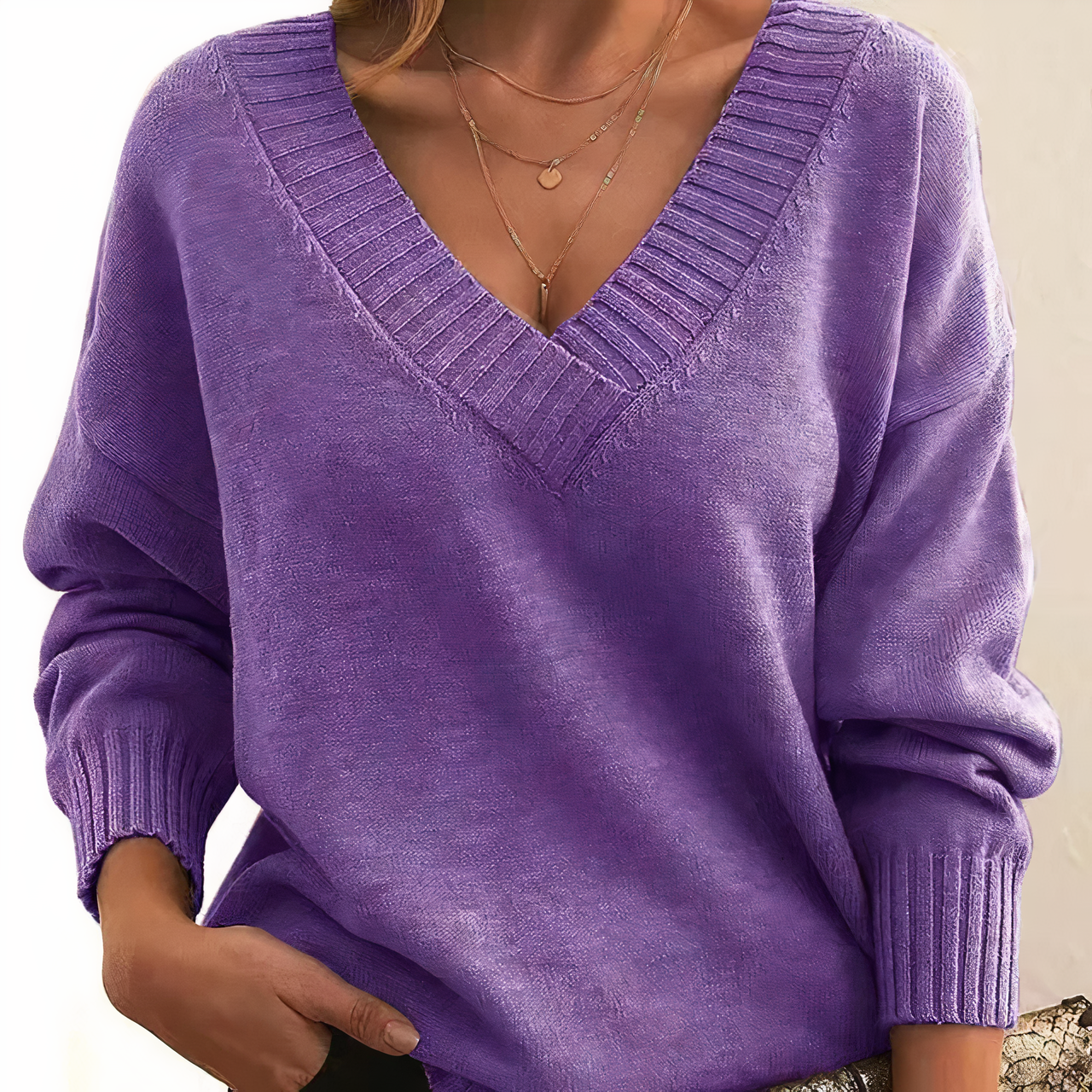 Renée | Pull Col V Élégant