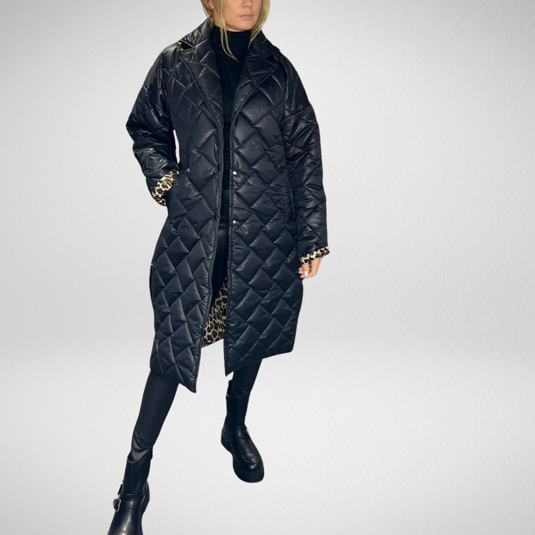 Victoire | Manteau réversible matelassé avec doublure léopard