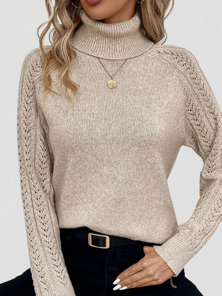 Plum | Pull col roulé à manches en dentelle
