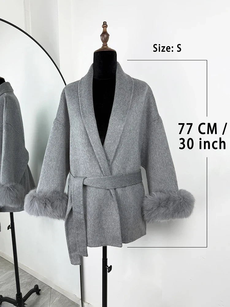 Rousseau Paris | Élégant manteau en laine avec col en fourrure