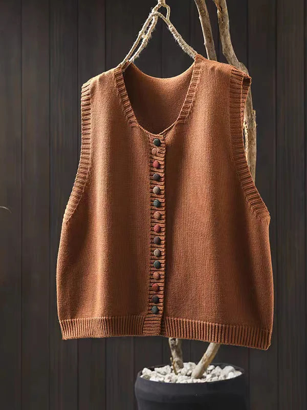 Édith | Gilet en Maille à Boutons Multicolores