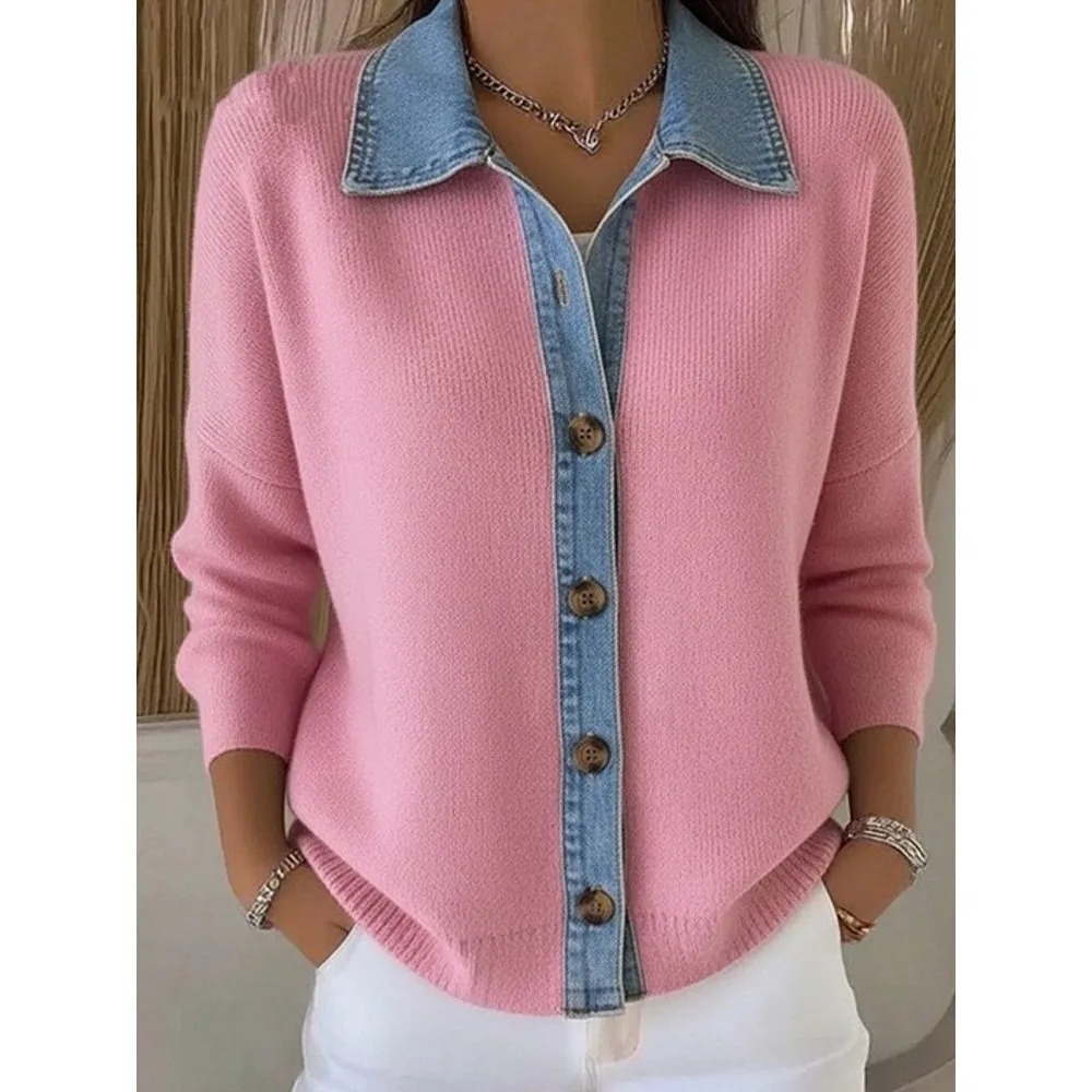 Ursule | Pull en maille au col denim raffiné