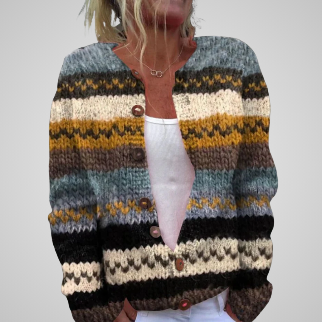 Maud | Gilet Tricoté Rayures Bohème