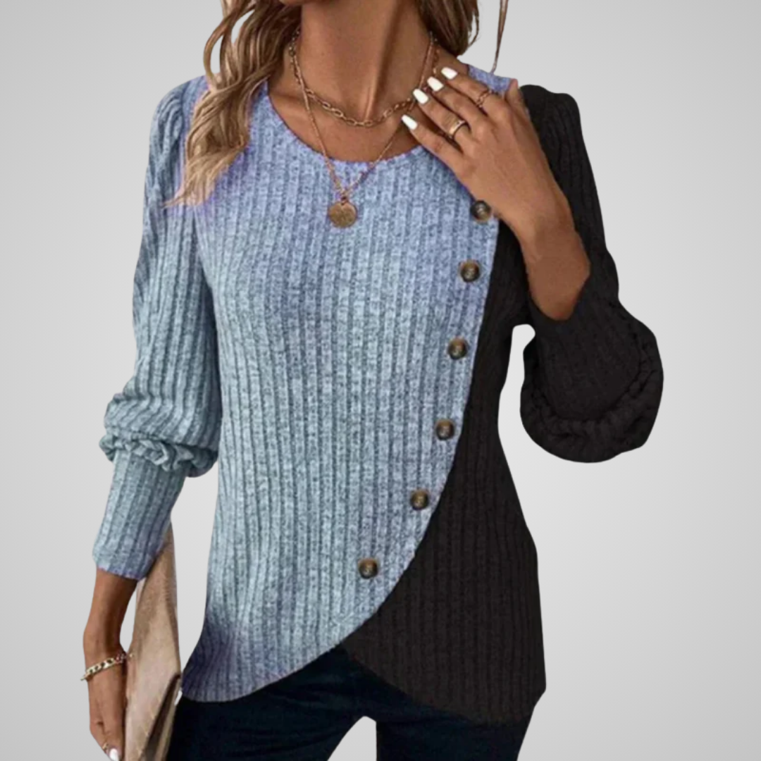 Solène | Pull Boutonné Asymétrique
