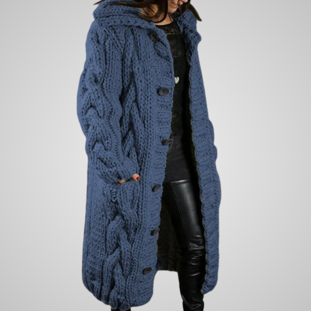 Davina | Manteau Long Tricoté Boutonné