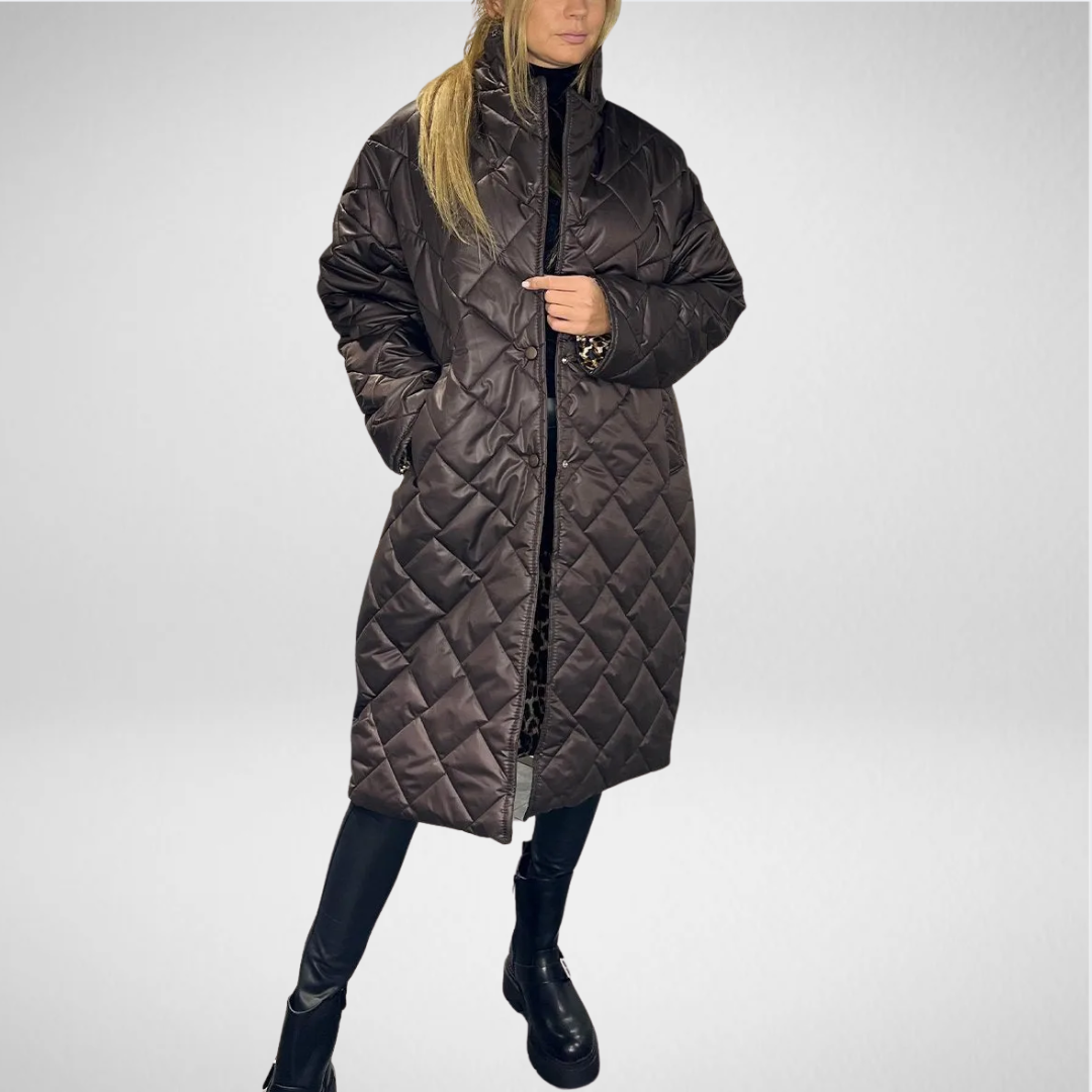 Soline | Manteau matelassé avec doublure léopard