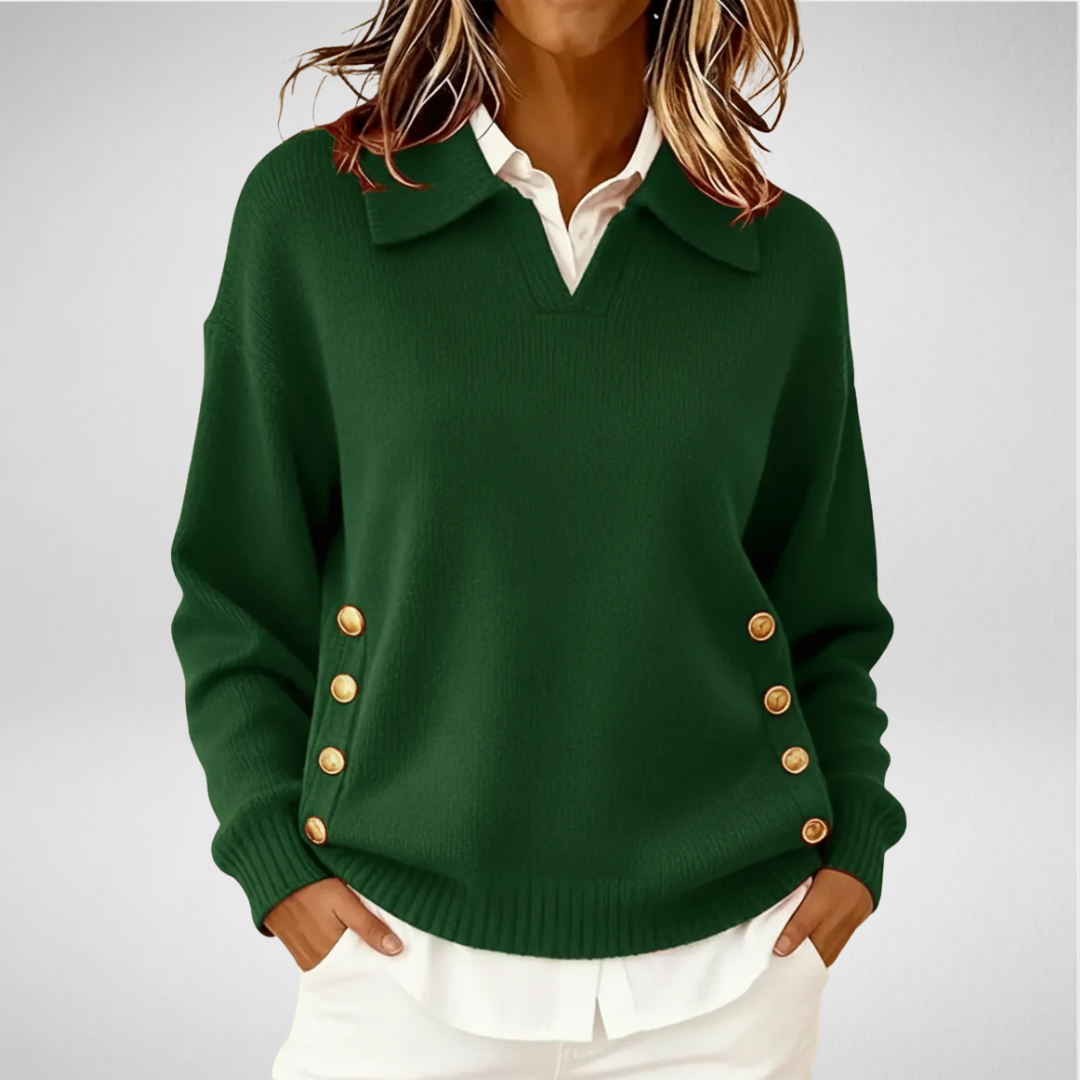 Lise | Pull Tricot Confortable avec Boucle Métallique