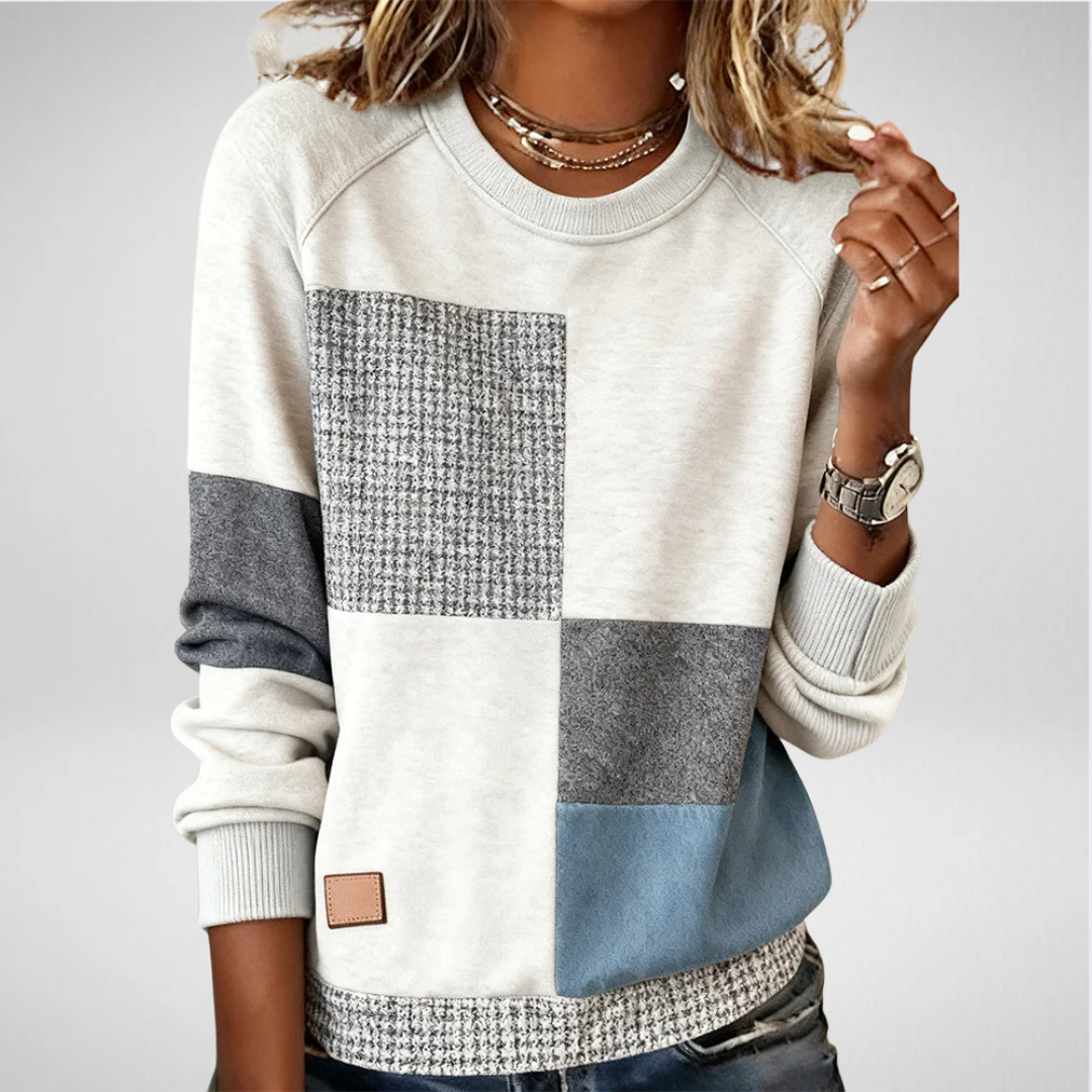 Zélie | Sweatshirt casual à col rond et contrastes modernes