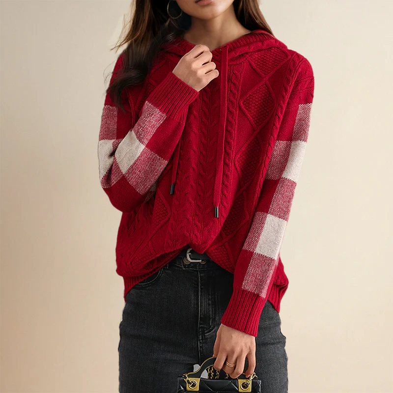 Una | Pull à capuche jacquard au style raffiné