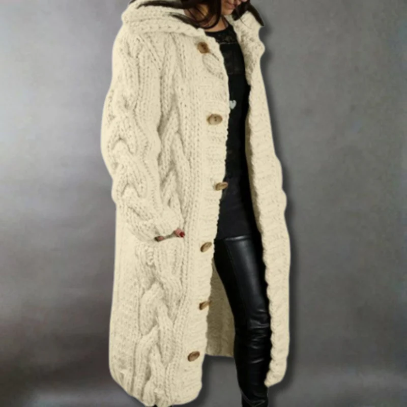 Davina | Manteau Long Tricoté Boutonné