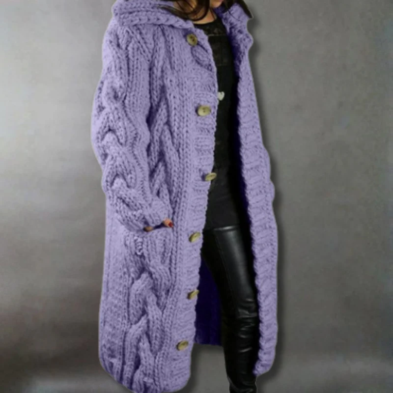 Davina | Manteau Long Tricoté Boutonné