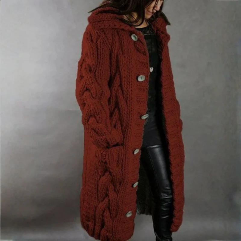 Davina | Manteau Long Tricoté Boutonné