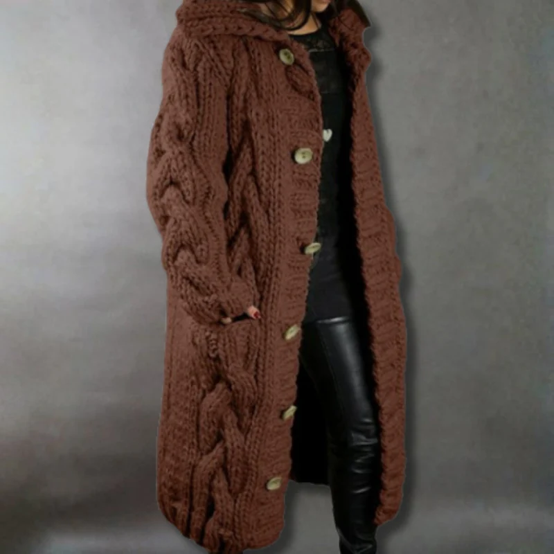 Davina | Manteau Long Tricoté Boutonné