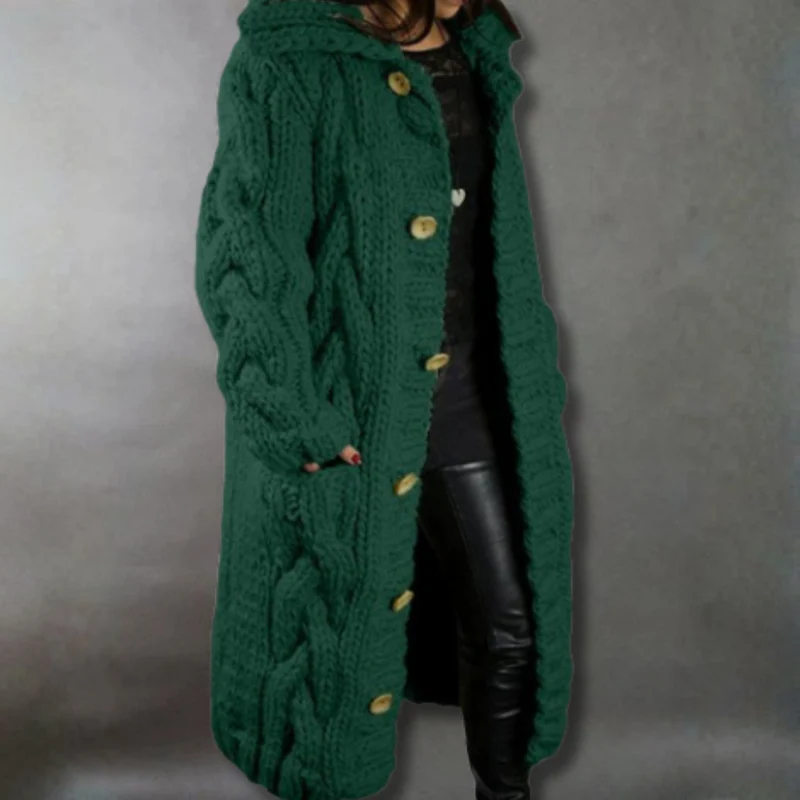 Davina | Manteau Long Tricoté Boutonné
