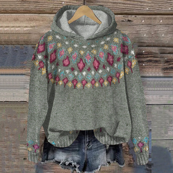Coline | Pull Capuche Motifs Nordiques
