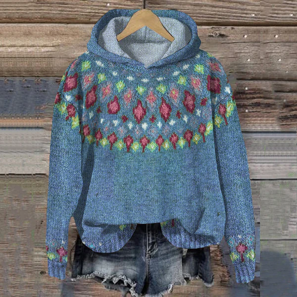 Coline | Pull Capuche Motifs Nordiques