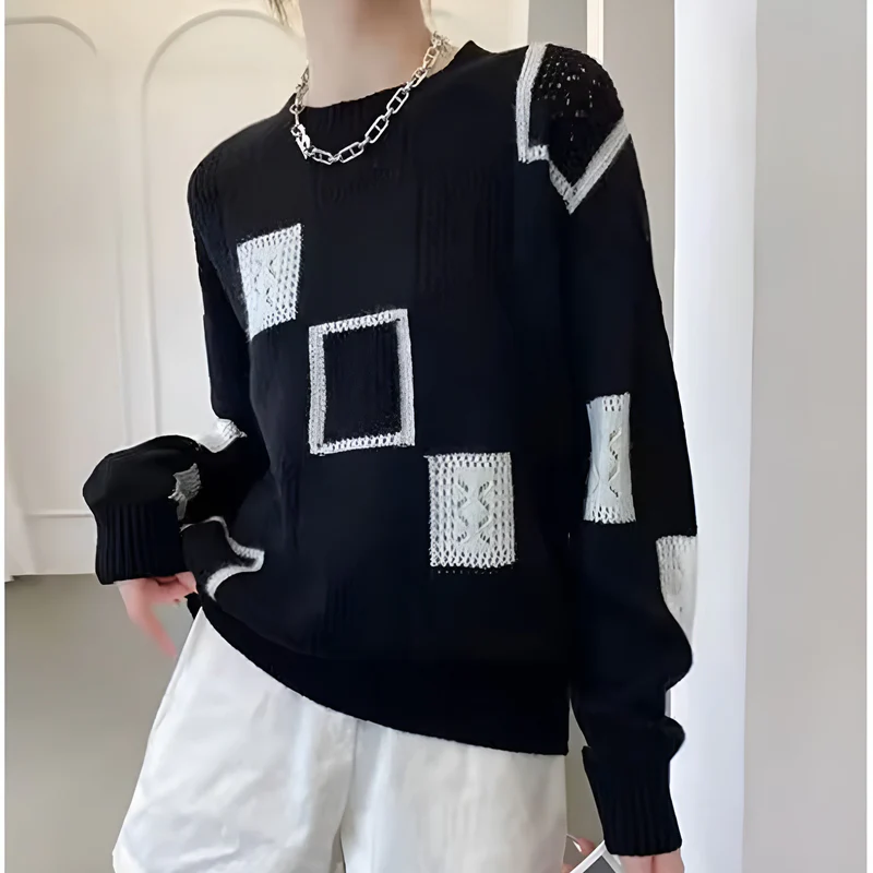 Élisa | Pull Graphique Noir Élégant & Moderne