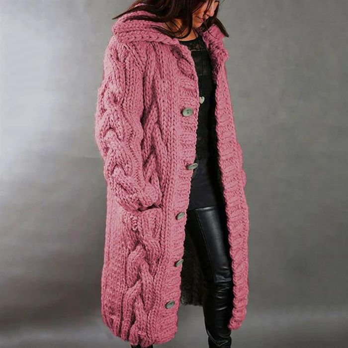 Davina | Manteau Long Tricoté Boutonné