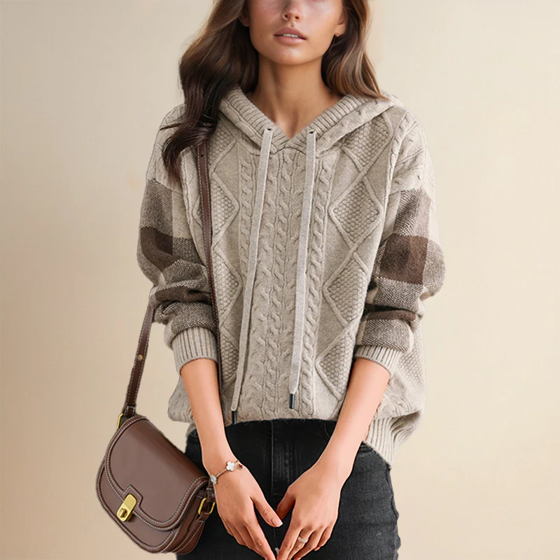 Una | Pull à capuche jacquard au style raffiné