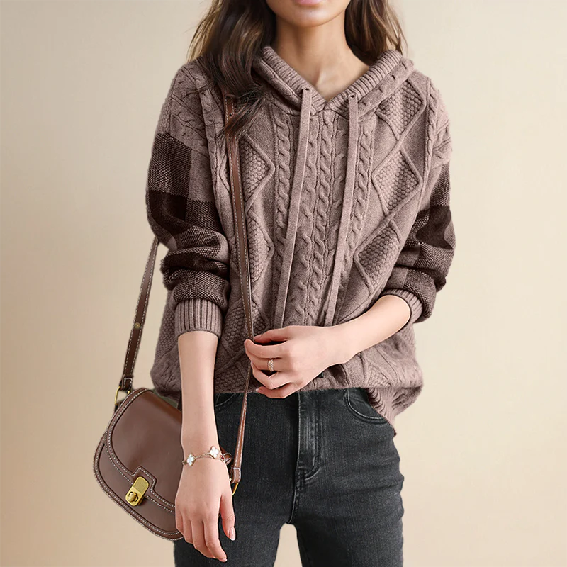 Una | Pull à capuche jacquard au style raffiné