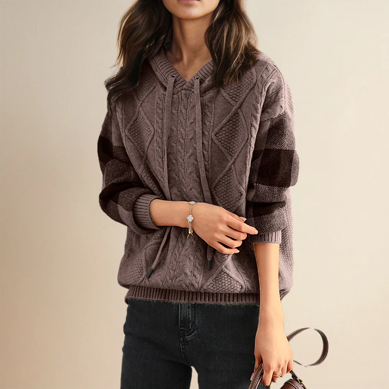 Una | Pull à capuche jacquard au style raffiné