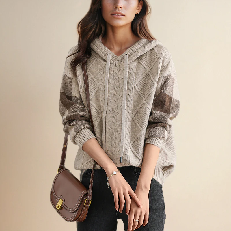 Una | Pull à capuche jacquard au style raffiné