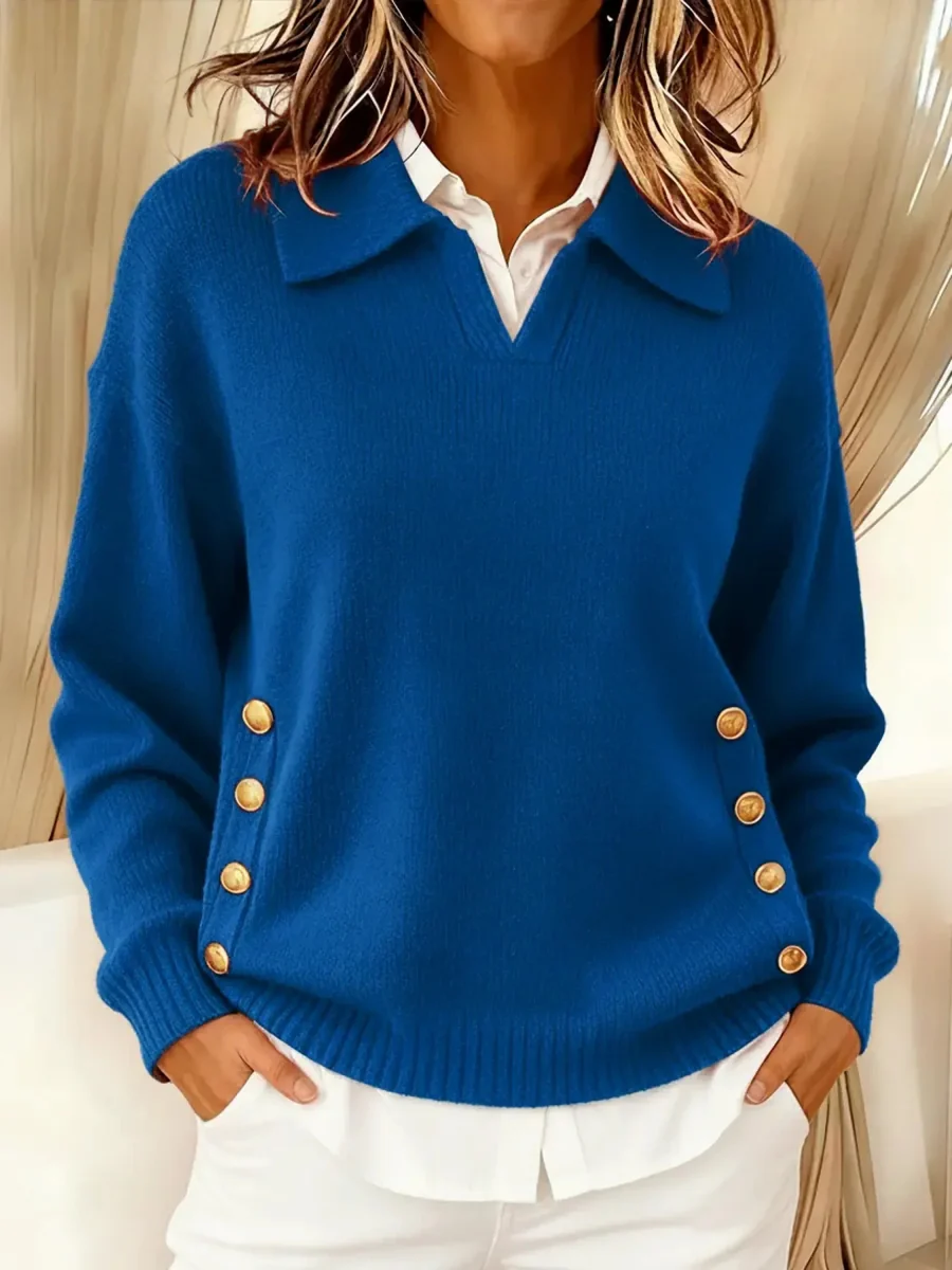 Lise | Pull Tricot Confortable avec Boucle Métallique