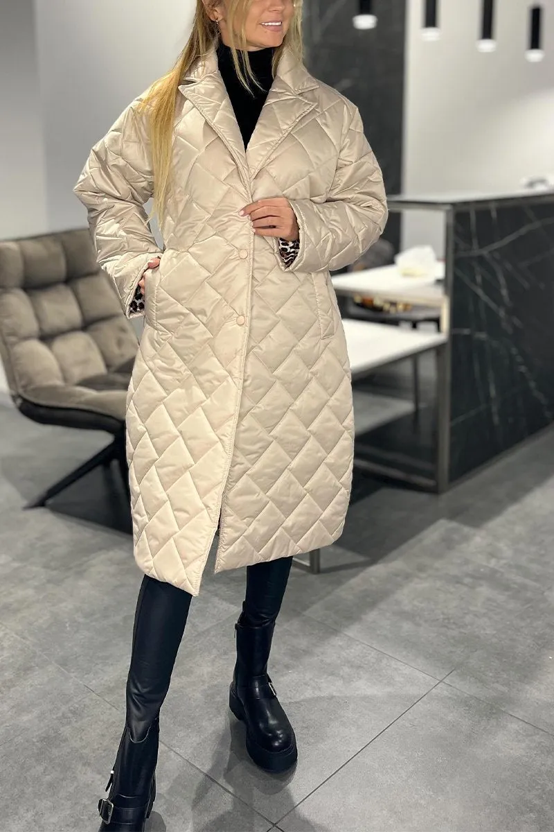 Soline | Manteau matelassé avec doublure léopard