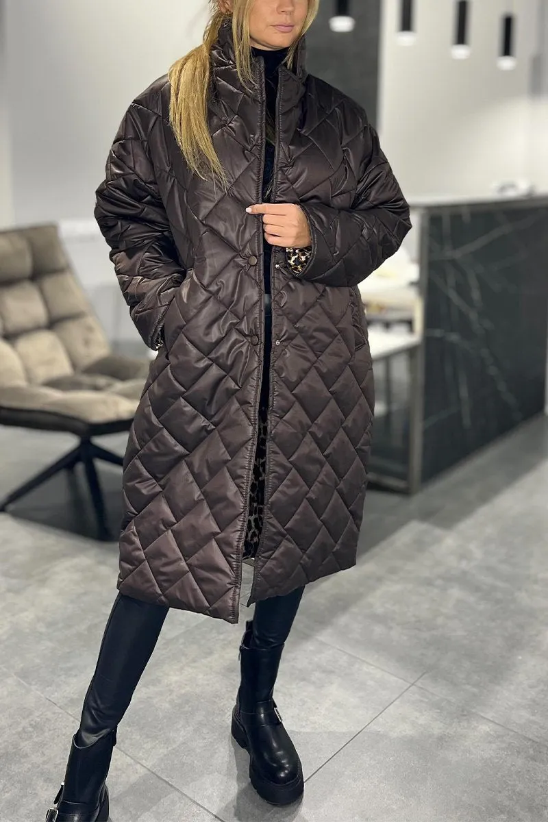 Soline | Manteau matelassé avec doublure léopard