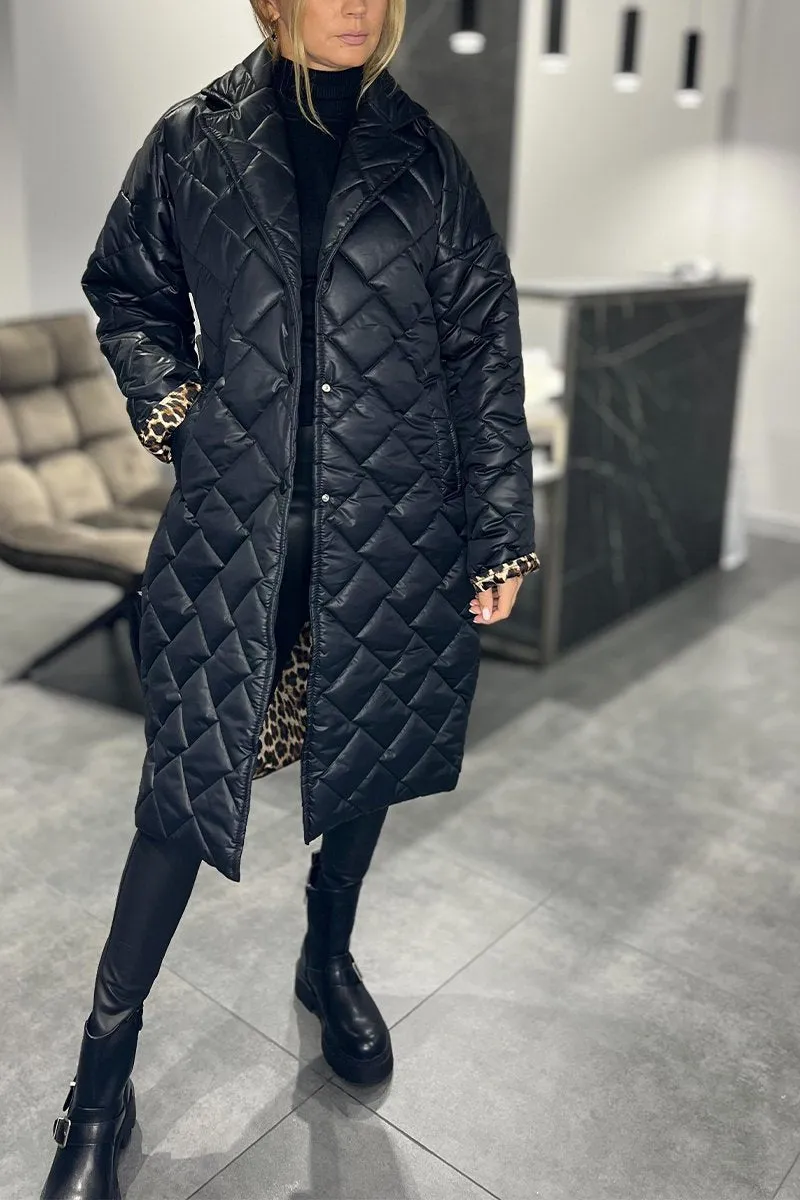 Soline | Manteau matelassé avec doublure léopard