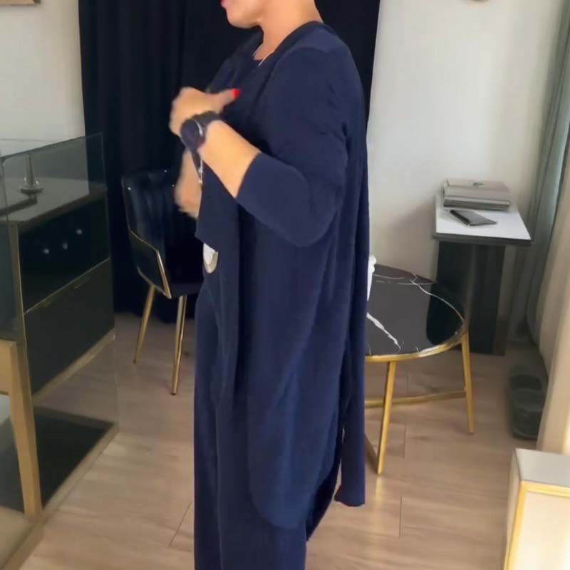 Iris | Ensemble 3 pièces élégant comprenant un cardigan long, un haut et un pantalon